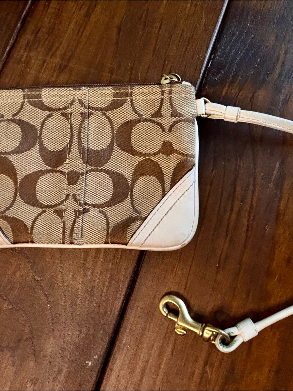 Coach Vintage Signature Wristlet Brown Beige Monogram Y2K - Picture 4 of 7